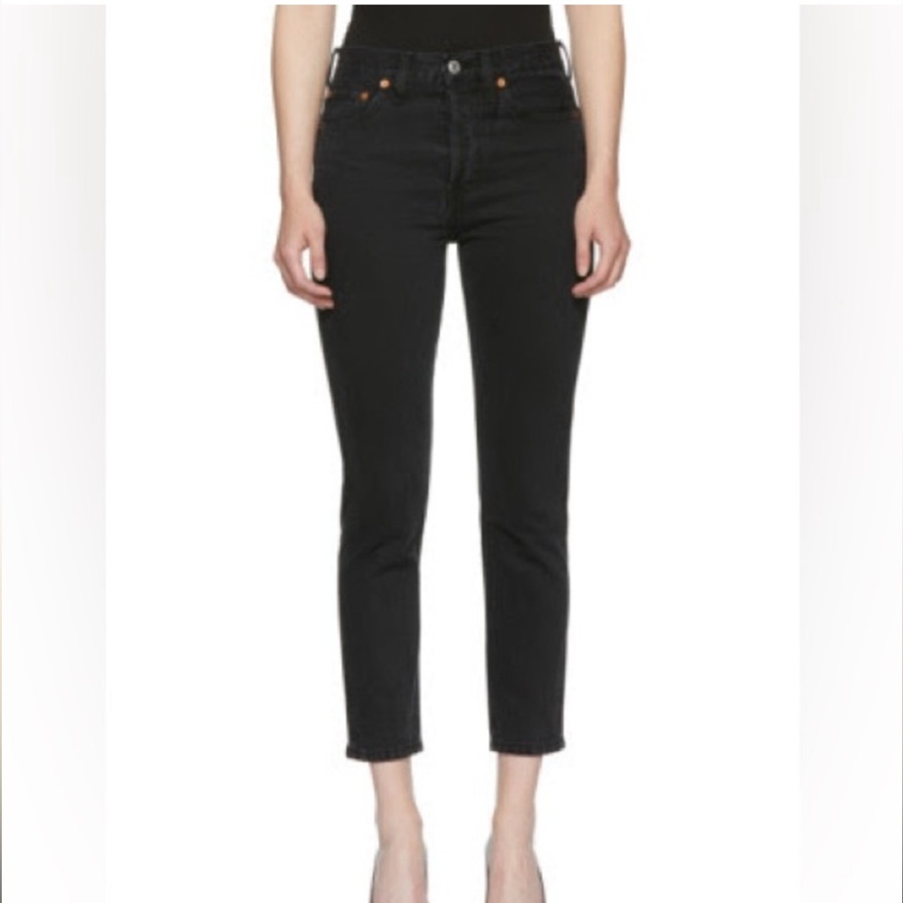 Re/Done Originals Double Needle Crop in Black, 26